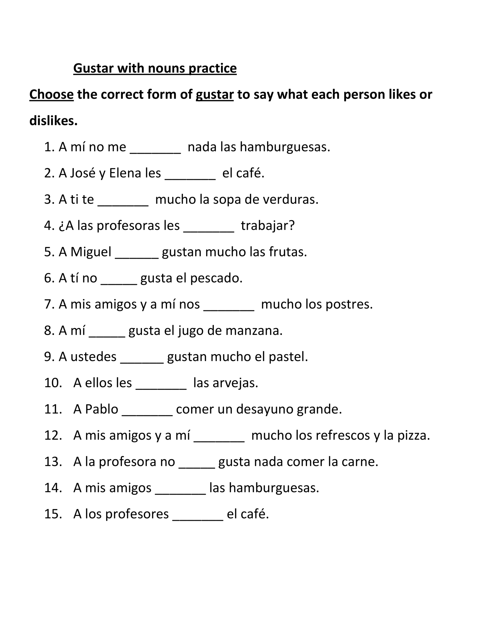 WORKSHEET 2 GUSTAR And SIMILAR VERBS PDF Spanish Activities 
