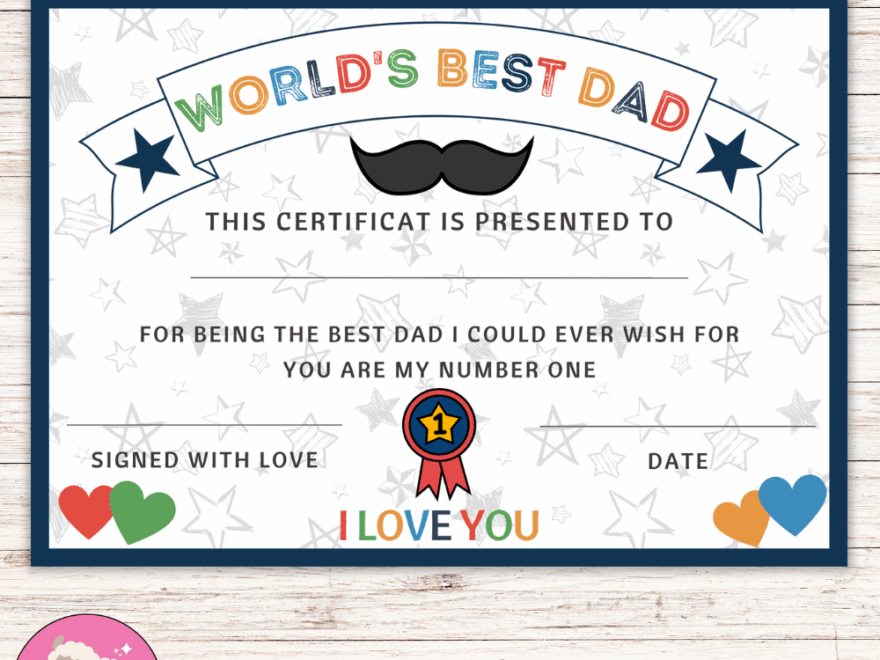 World 39 s Best Dad Award Printable Father 39 s Day Certificate