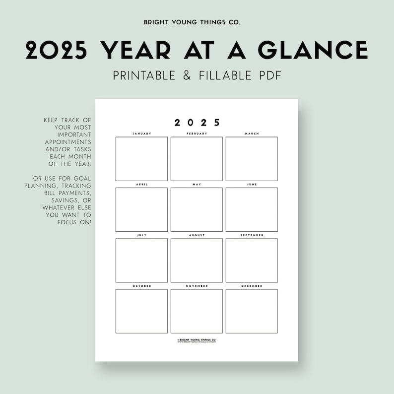 2025 Year At A Glance Free Printable 2025 Year At A Glance Free Printable
