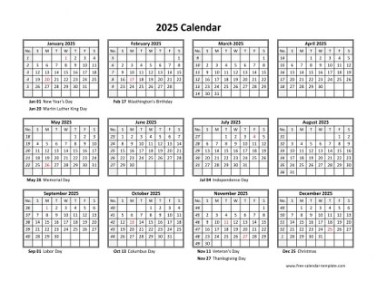 Yearly 2025 Printable Calendar With Space For Notes Free calendar 