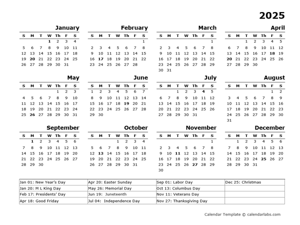Yearly Calendar For 2025 With Holidays Carol M Wiley