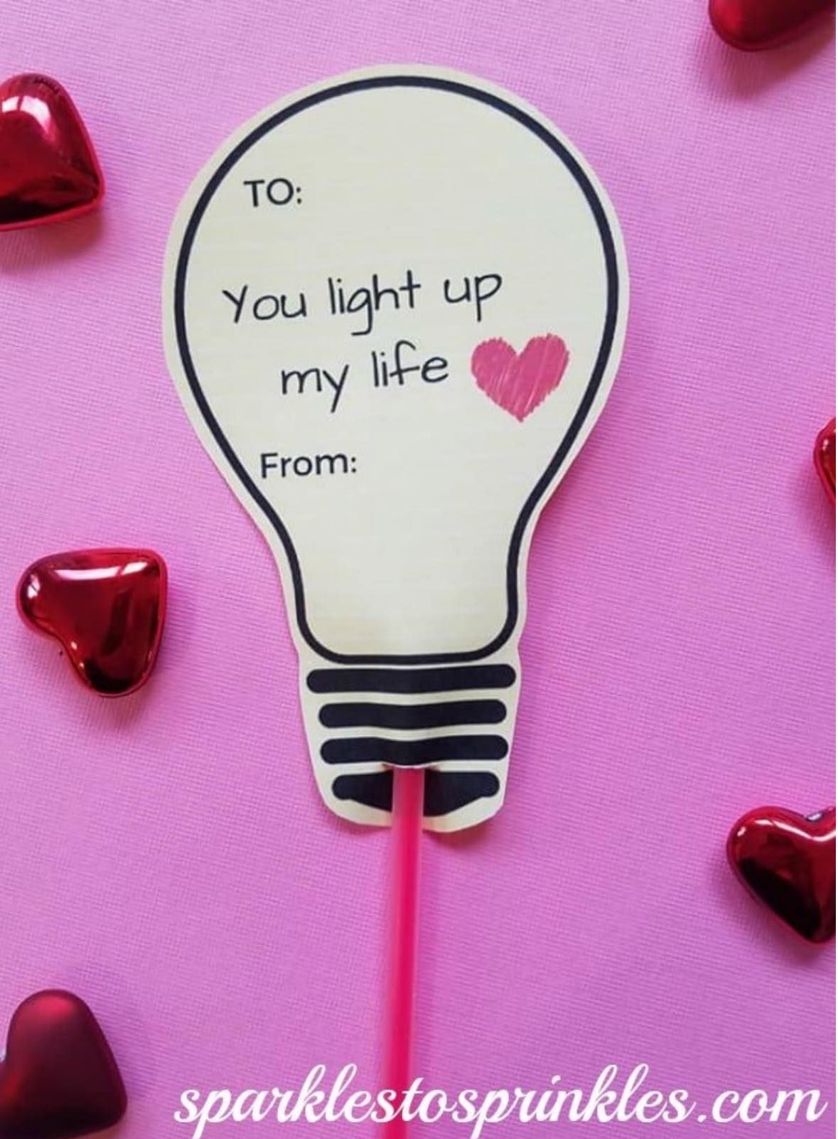  You Light Up My Life Valentine s Day Printable Glow Stick Valentine 